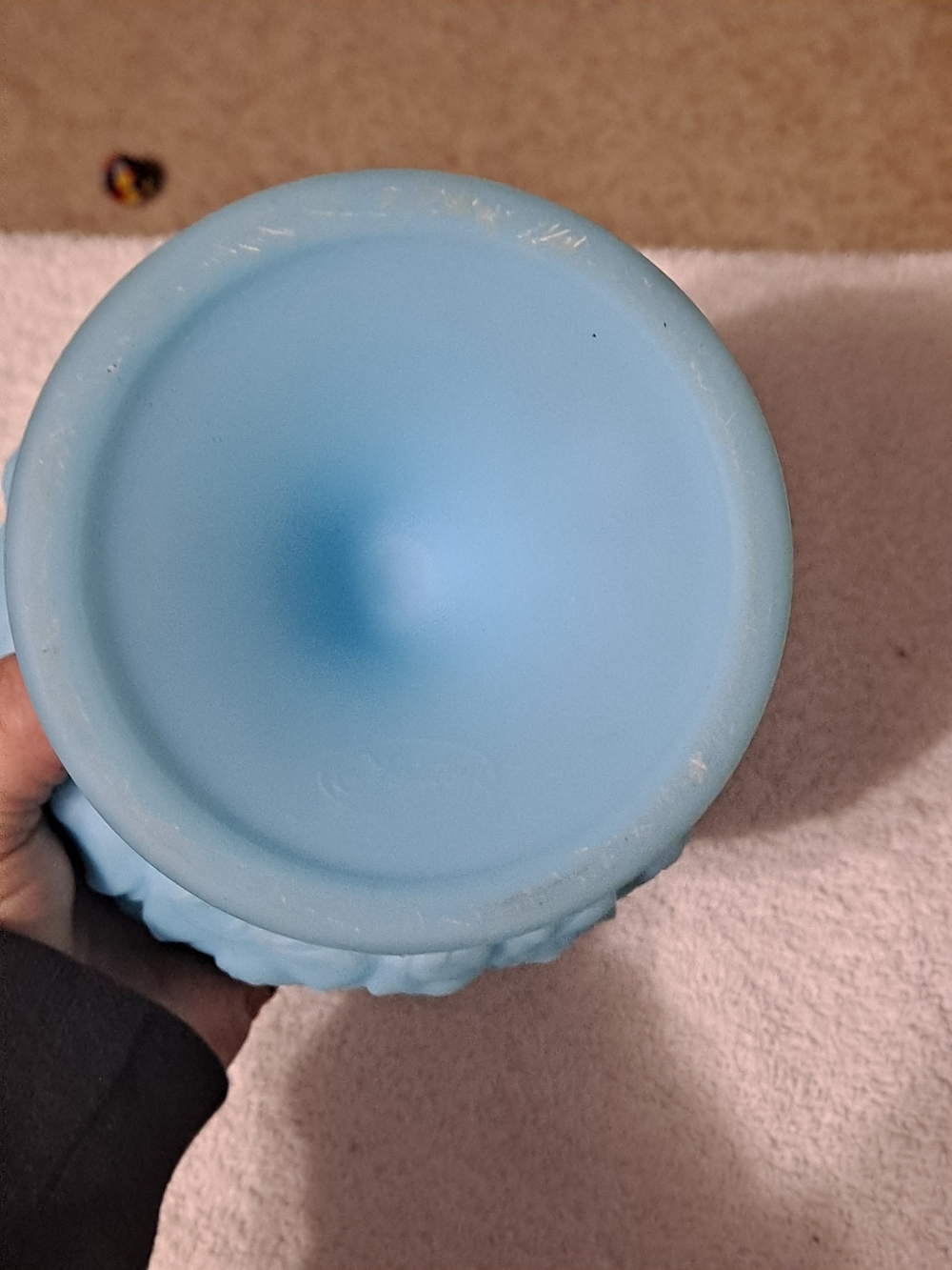Blue Milk Glass Covered Compote Candy Dish - Picture 5 of 8